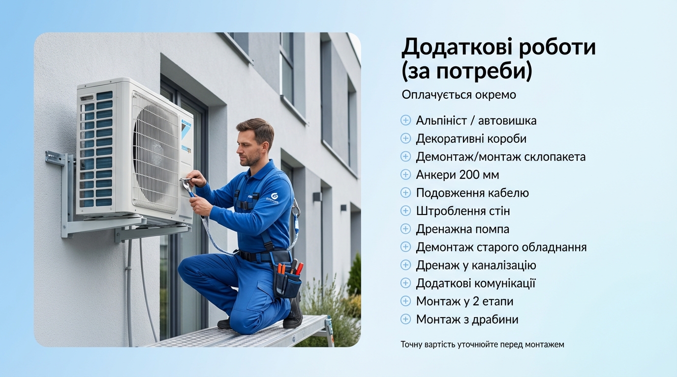 Установка кондиціонера додаткові роботи