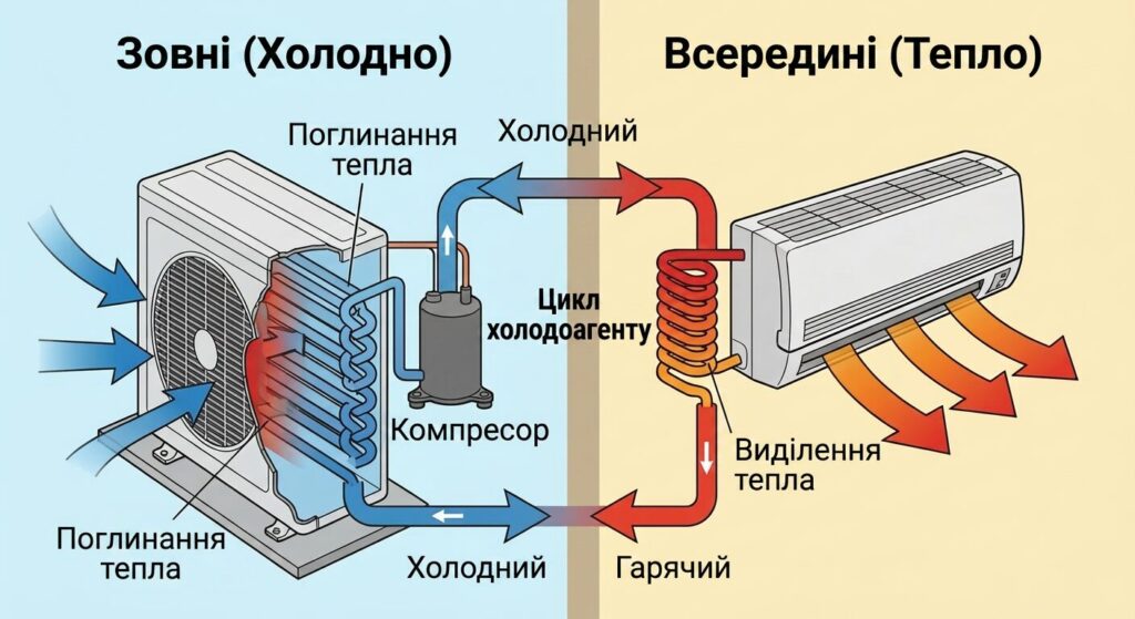 Як працює кондиціонер на опалення?